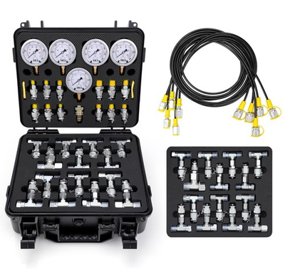#ad #ad Hydraulic Pressure Test Kit 5 Gauges 13 Couplings 14 Tee Connectors 5 Hose USA $99.50