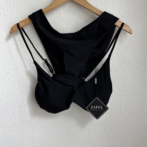 ZAFUL Women's Black Bikini Set Size M 6 Padded Bralette Cheeky High Leg NWT