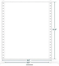 9-1/2" x 11" (W x H) Continuous 20# Computer Paper, Blank-microperf ( 2300)