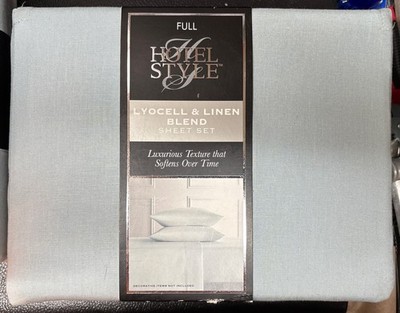 Hotel Style 4 Piece ''Duck Egg'' Lyocell & Linen Blend Bed Sheet Set, Full NEW