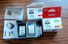 7 Empty CANNON Ink Cartridges for Refill - 4 Black & 3 Color cartridges