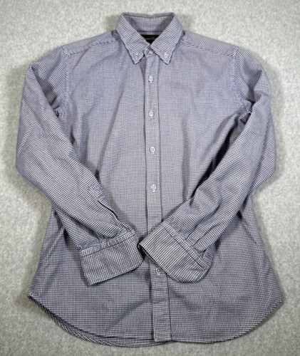 Massimo Dutti, Massimo Dutti Soft Flannel Blue Houndstooth Button Up Shirt Medium Knit Small