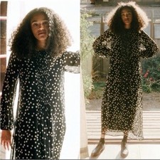 Christy Dawn Camille Starlight Floral Black Long Sleeve Dress