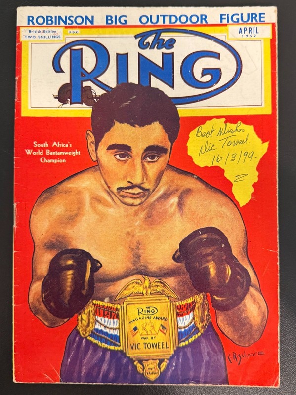 VIC TOWEEL Autographed Signed 1952 Complete RING Magazine Bantam Champion