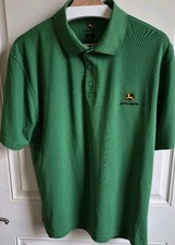 John Deere Men's Size Medium Polo Green Shirt Tractor Farming