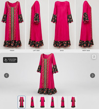 Handmade Women  s Pink Embroidered Salwar Kameez w/ Dupatta Floral Trim One Size