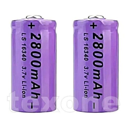 1 - 2X Akku 16340 CR123A 2800 mAh Akku 3,7V Wiederaufladbar Batterien 16X34 mm - Bild 4 von 4
