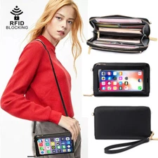 Women Touch Screen Crossbody Shoulder Bag Cell Phone Purse RFID Wristlet Wallet