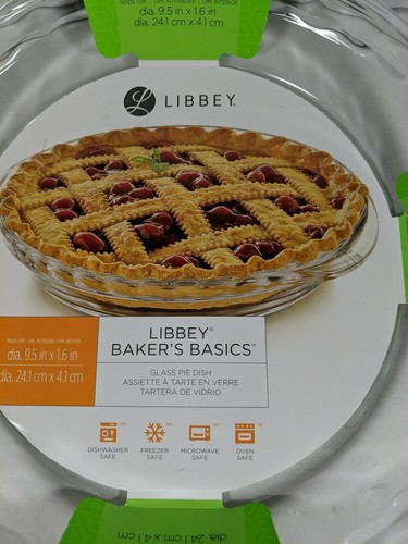 Libbey Glass Pie Dish Ridged 9.5 In X 1.6 in Baker's Basics Cheesecake Pastry - Picture 3 of 4