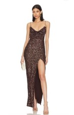 Nookie Smoke Show Gown Chocolate Brown Sequin Embellished Party XS NWOT $439
