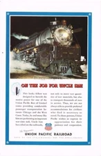 1943 UNION PACIFIC RAILROAD Steam Loco #825 WW2 Patriotic Message Vintage Ad 