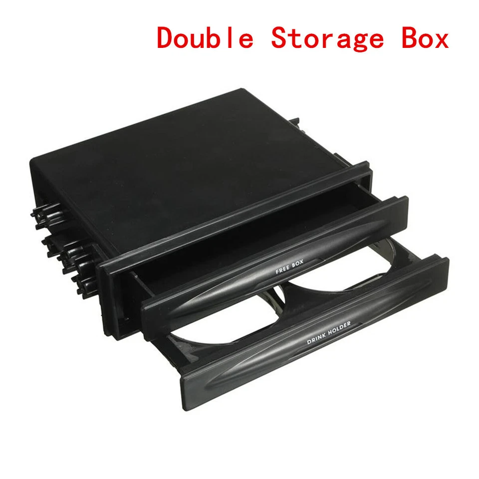 Double Din Car Radio In Dash Installation Pocket Storage Box Drink Cup Holder - Image 4 of 4