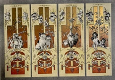 1897 Paris Chromolithograph by Jules A. Halbert-Cats Dogs Monkey Stork Fantasy