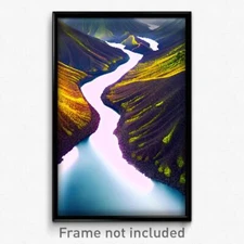 Pixel Art Poster - Silly Lava Fields (8 Bit Psychedelic Trippy Video Game Print)