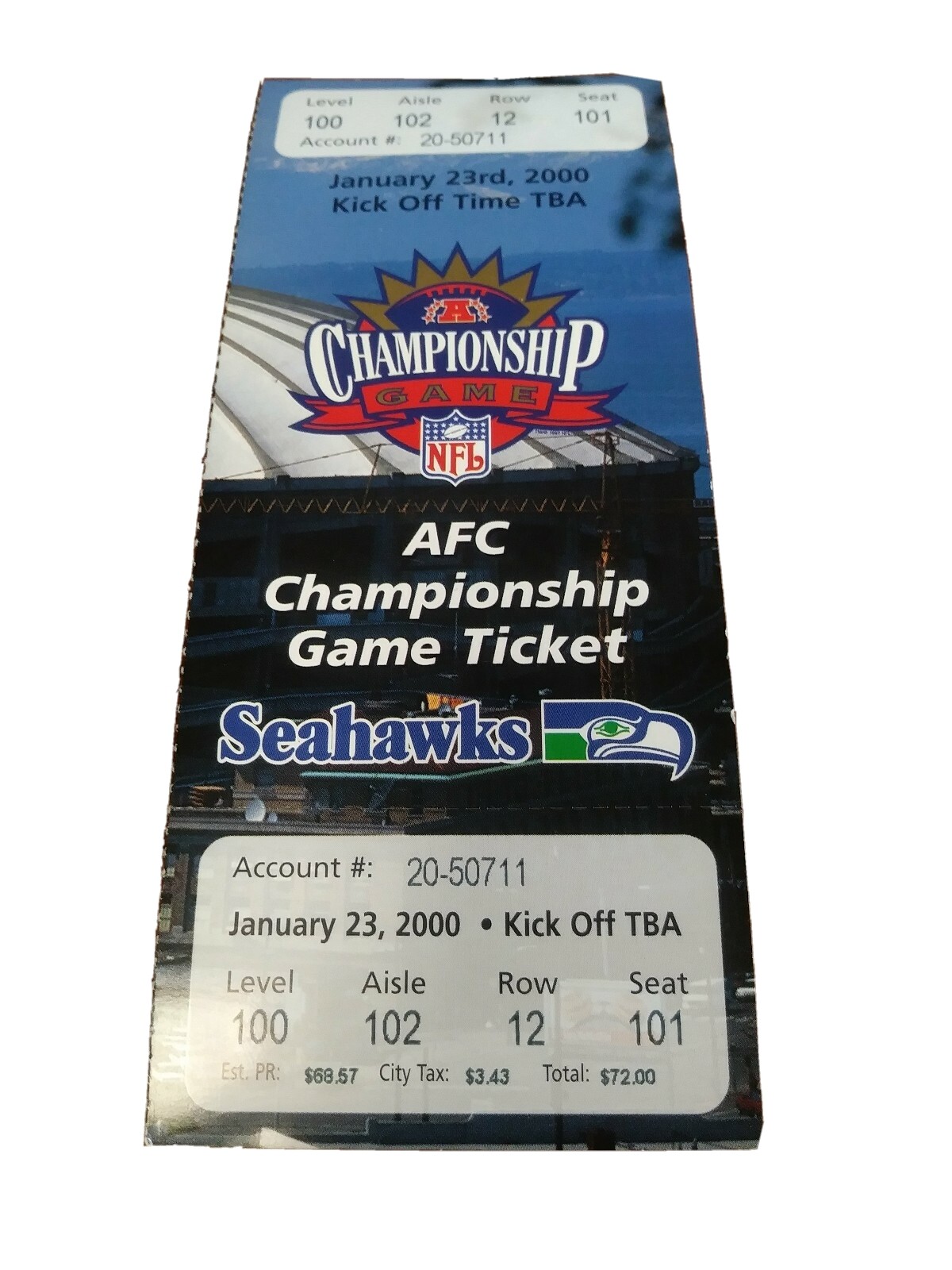Vintage 2000 NFL AFC Championship football game Ticket Jan.23 Phantom  ticket | eBay