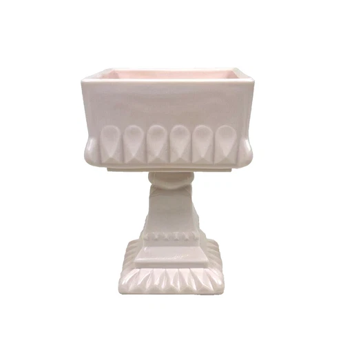 1950s Jeanette Pink Blush Milk Glass Wedding Pedestal Dish Candy Dish - NO LID