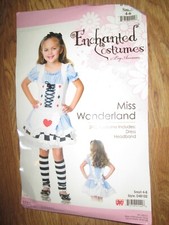 Girls ALICE IN WONDERLAND MISS WONDERLAND HALLOWEEN COSTUME sz S Sm 4 - 6