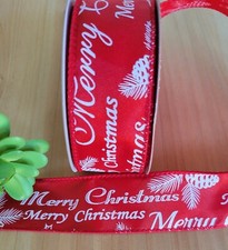 1.5" Last 4 1/2YDS Wired Christmas Ribbon Merry Christmas Pine Cones Wreath