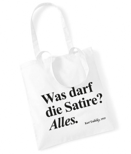 WAS DARF DIE SATIRE? Cotton Bag Stoffbeutel weiß