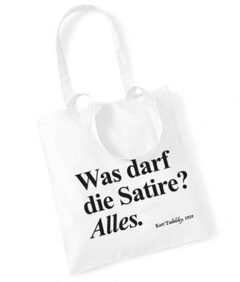 WAS DARF DIE SATIRE? Cotton Bag Stoffbeutel weiß