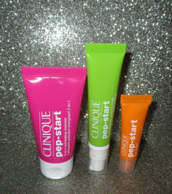 CLINIQUE Pep-Start 2-in-1 Exfoliating Cleanser/Mask/ Eye Cream Travel Set