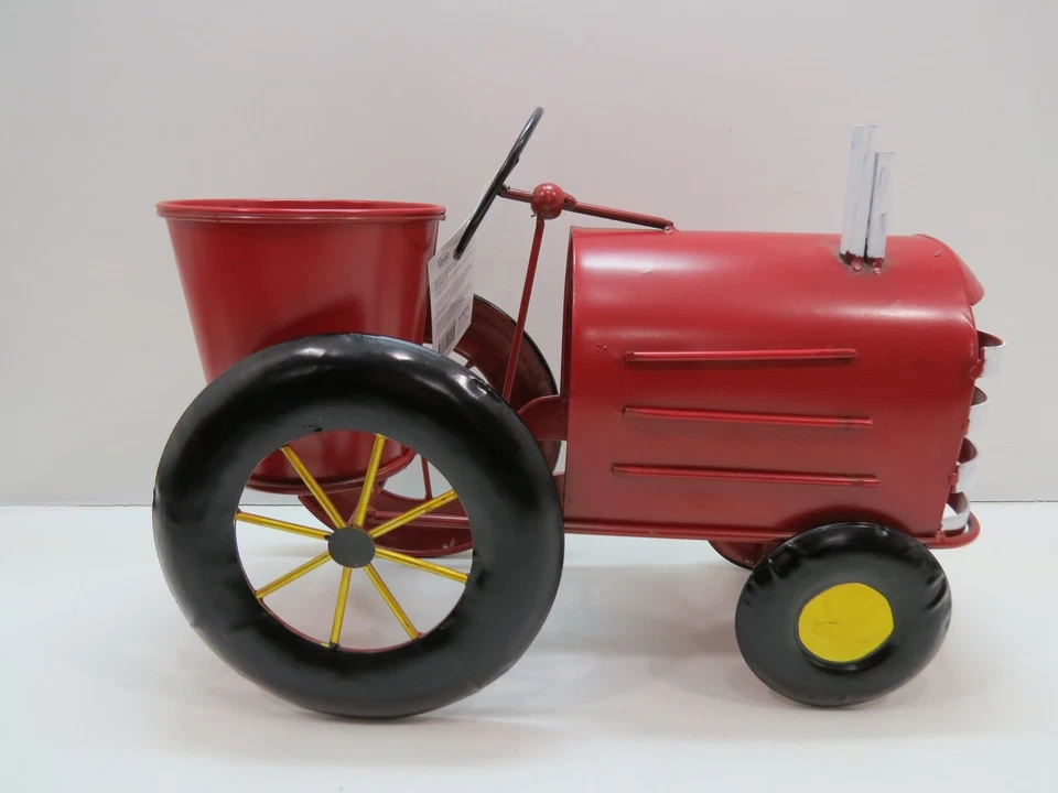 TRACTOR 16 PULGADAS METAL ROJO CON MACETA (I2B505C) Foto 2 de 4