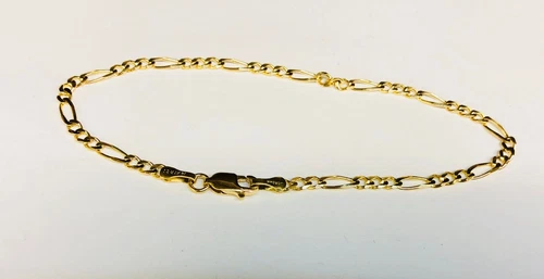 14k Gelbgold 10" Massive Figaro Panzerkette Fußkette/Armband 2,8 mm 2,5 Gramm - Bild 1 von 1