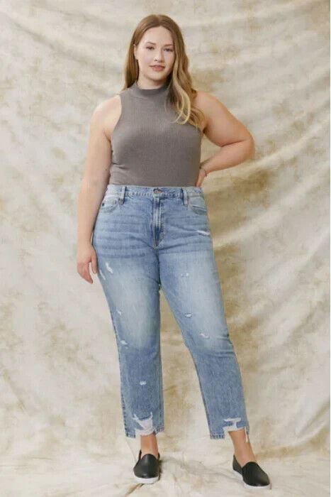 Distressed High Rise Straight Ankle 42x27 Kc8642m-p Nwot A18