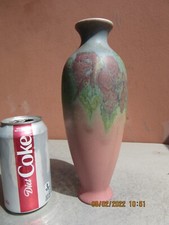 Rookwood Wax Matte Pink 9 1/2" Red Floral Vase 1925 Sally Coyne X'd