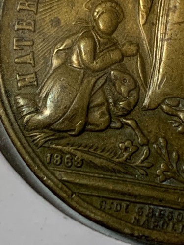 "SONO FIGLIA DI MARIA" Large 54mm rare religious medal 1868 - Picture 3 of 5
