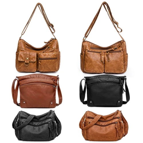 Womens Vintage Soft Leather Shoulder Bag Purse Lady Messenger Crossbody Bag - Bild 1 von 50