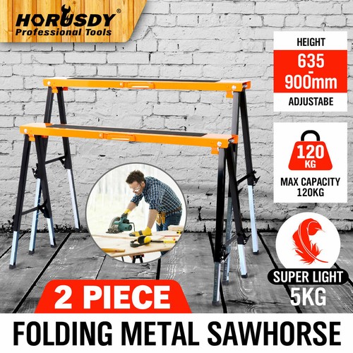 2Pc Mastercraft Sawhorse Metal Folding 