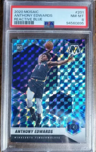 2020-21 Panini Mosaic - Rookie Reactive Blue Prizm #201 Anthony Edwards (RC)
