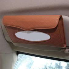 PU Leather Car Visor Tissue Holder - Sun Visor Napkin Box for Car/Truck Brown