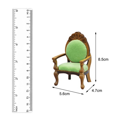 1:12 Scale Dolls House Miniatures Retro Chair Flocking Seat Furniture Accessory - Picture 6 of 7