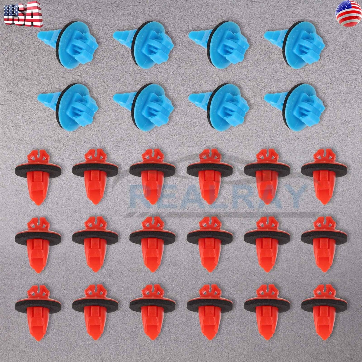 8* Blue 90904-67036 + 18*Red 90904-67037 Fender Flare Retainer 