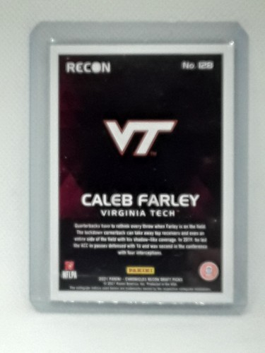 Caleb Farley 2021 Chronicles Recon Draft Picks - RC #128 - Virginia Tech - Picture 2 of 2