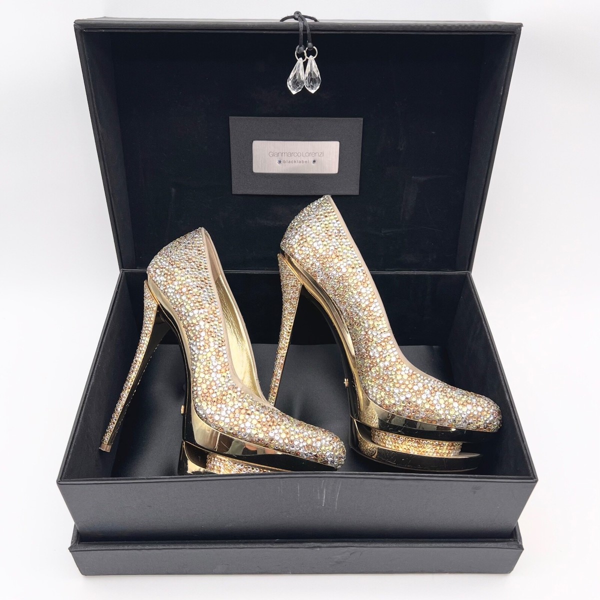 Bottines Gianmarco Lorenzi à Bout Ouvert Et Plateforme - Broderies - Taille 36 EU - Occasion