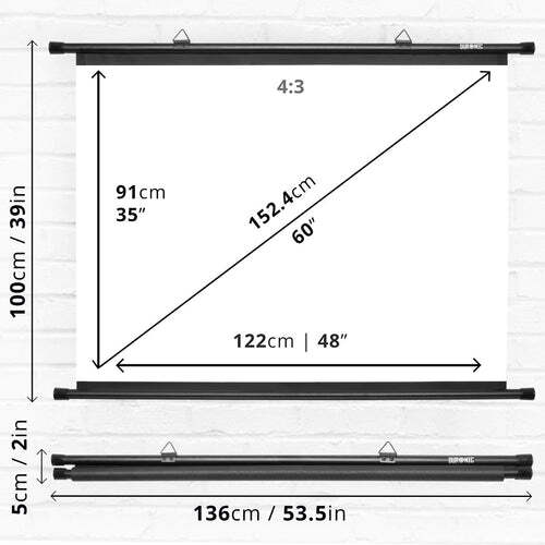 Duronic Projector Screen BPS60/43 | 60’’ Bar Projection Screen Size 122 x 91cm M - Picture 5 of 6
