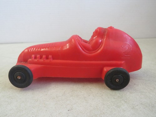 VINTAGE 1950-60 IRWIN TOY "UNBREAKABLE" RED RACE CAR #2 6.5" PLASTIC - Picture 3 of 6