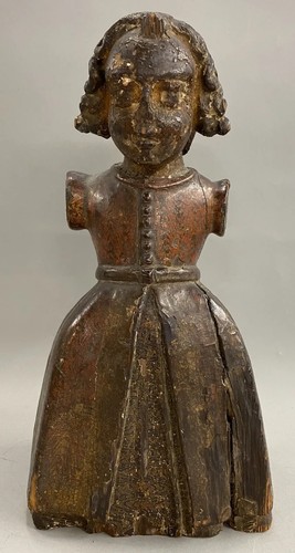17./18. Jh. italienische geschnitzte polychrom verzierte Holzfigur, das Mädchen - Bild 2 von 11