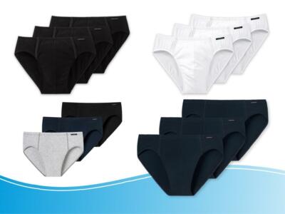 3er Pack  Schiesser Herren Slip  essential Slips dunkelblau, schwarz oder weiss