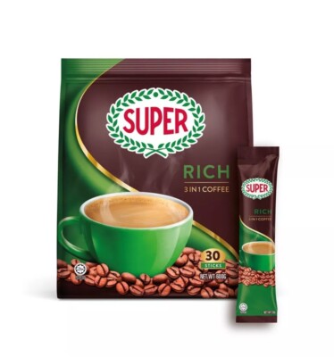 Super 3-In-1 Instant Low Fat Rich Coffee 30 Sticks x 20g ~ US SELLER