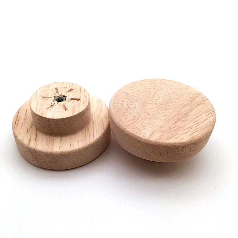 30–50mm Oak Wood Cabinet Drawer Knobs Round Handle Furniture Hardware UK - Image 4 of 4