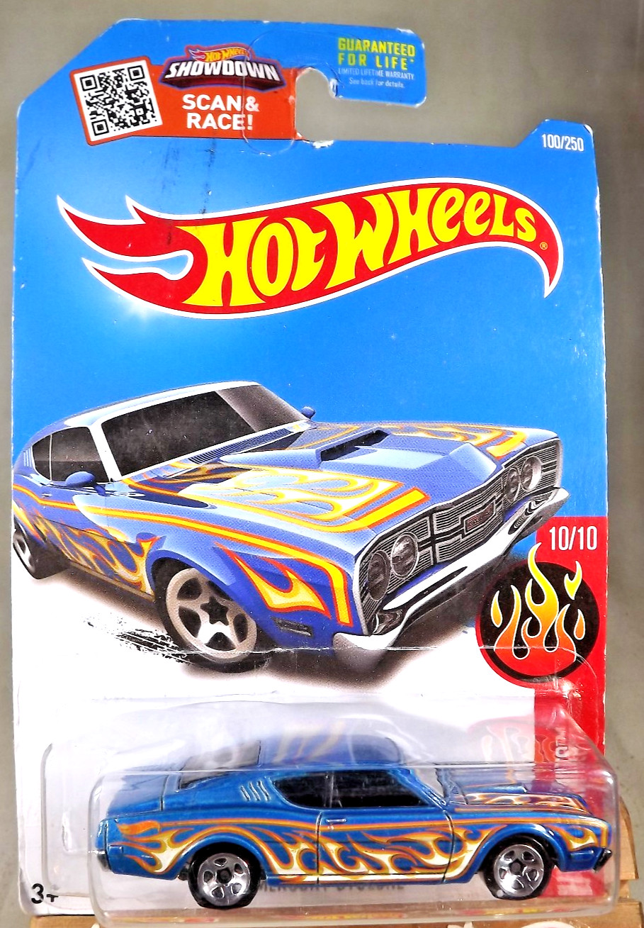 2016 Hot Wheels #100 HW Flames 10/10 '69 MERCURY CYCLONE Blue Variant w/5 Spoke