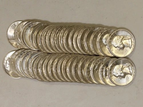 MIXED DATES  25C WASHINGTON SILVER QUARTER BU ROLL