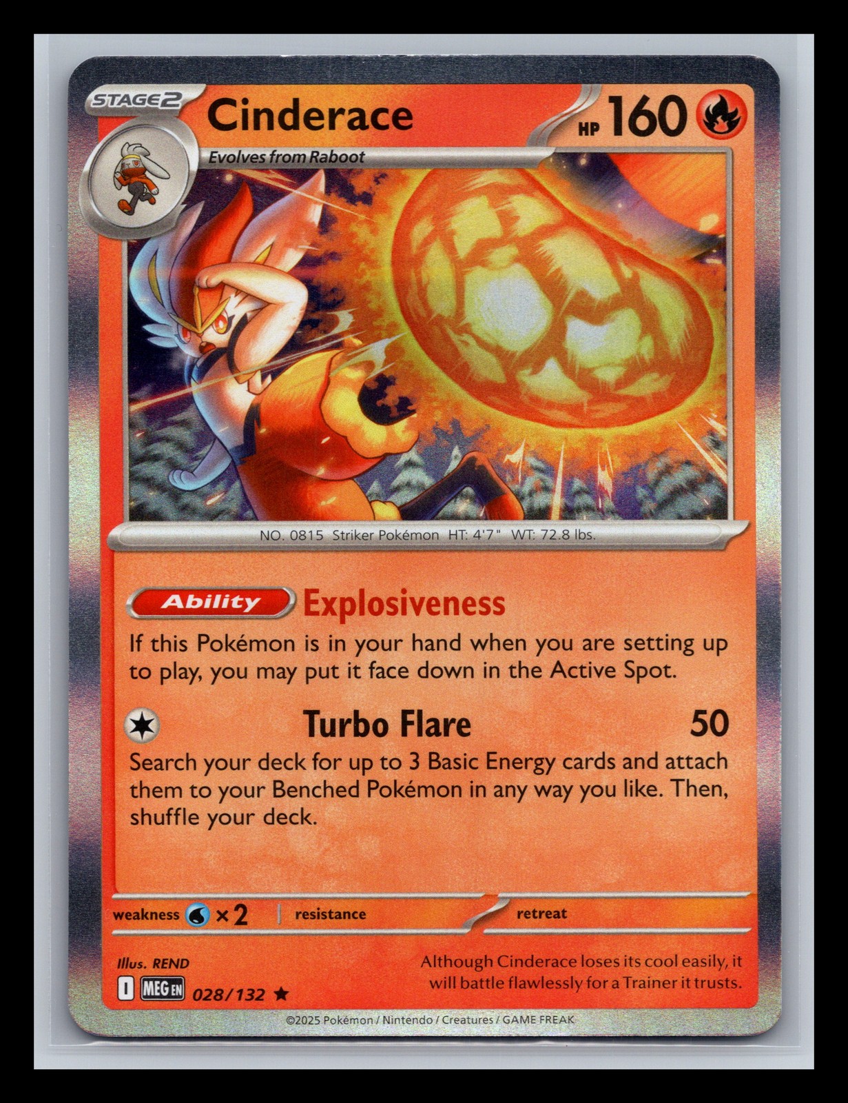 Pokémon TCG Mega Evolution Cinderace 028/132 NM Holo
