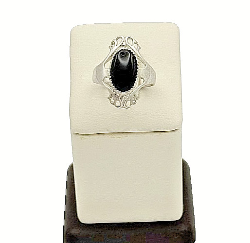 925 Sterling Silver Black Onyx Ring - Size 9.25