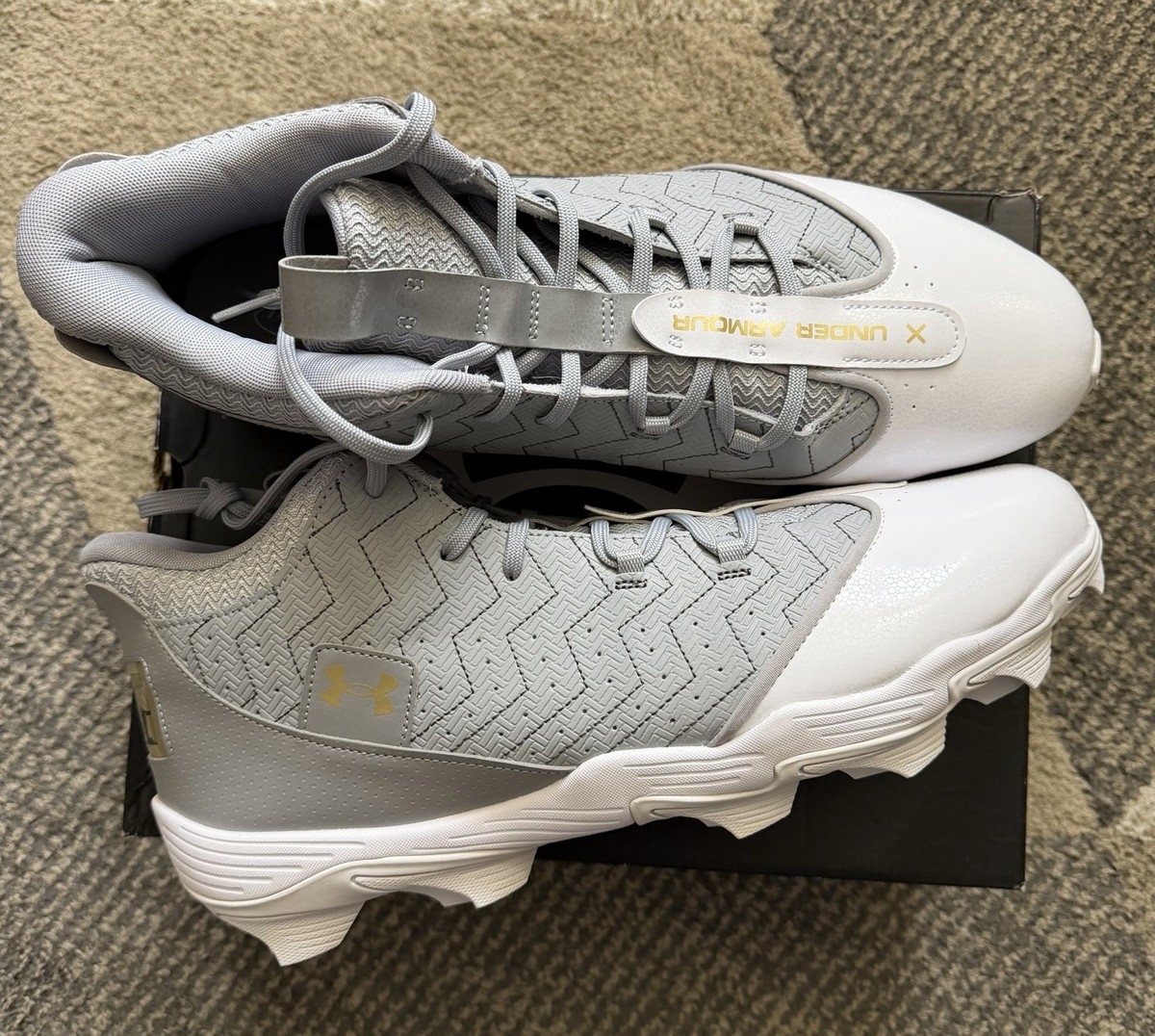 New Mens Under Armour Harper 9 RM Gray Mid Baseball Cleats Shoes Size 15 M‎ Youth Harper 9 RM Baseball Cleats – Sports Basement main image 2