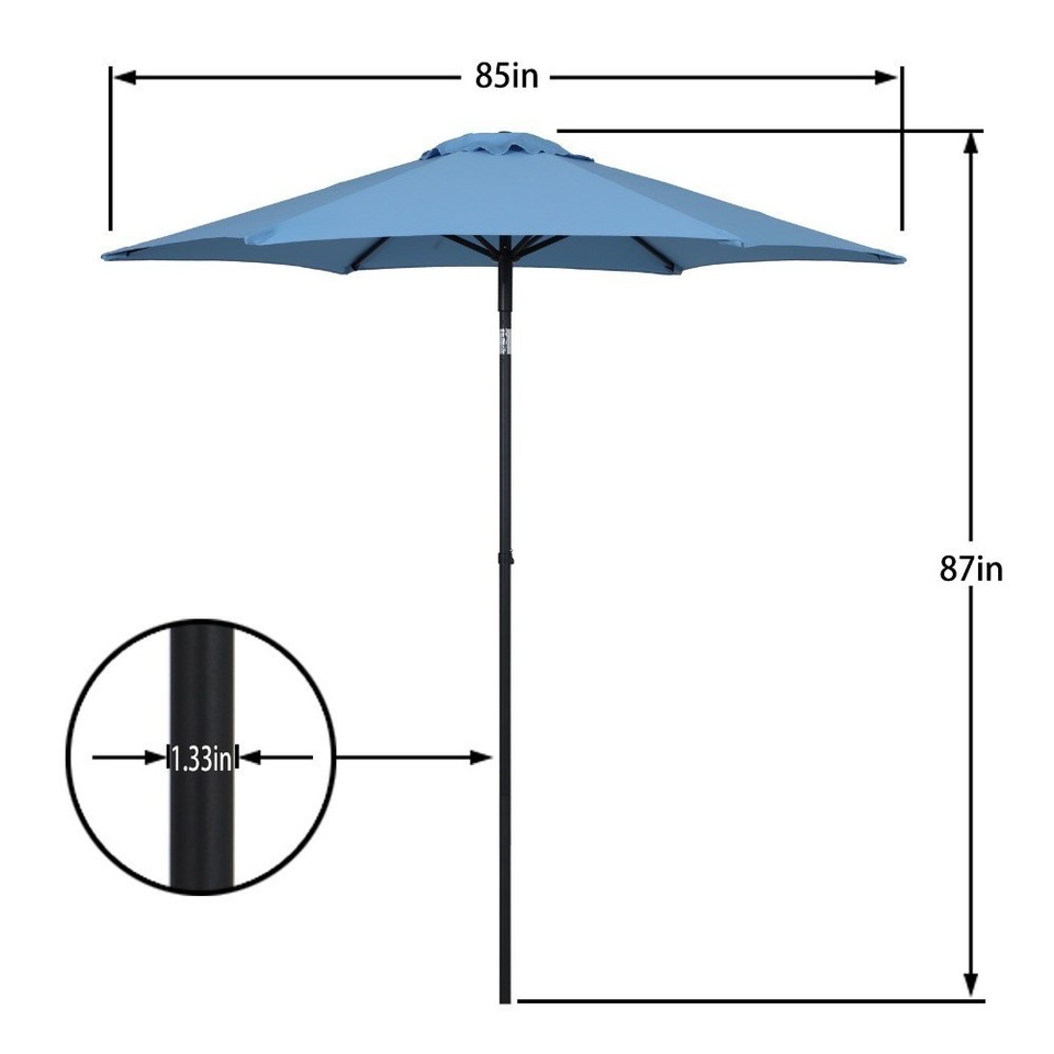 Outdoor 7.5' Palm Print Round Market Patio Umbrella Push-up 3-Angle ...